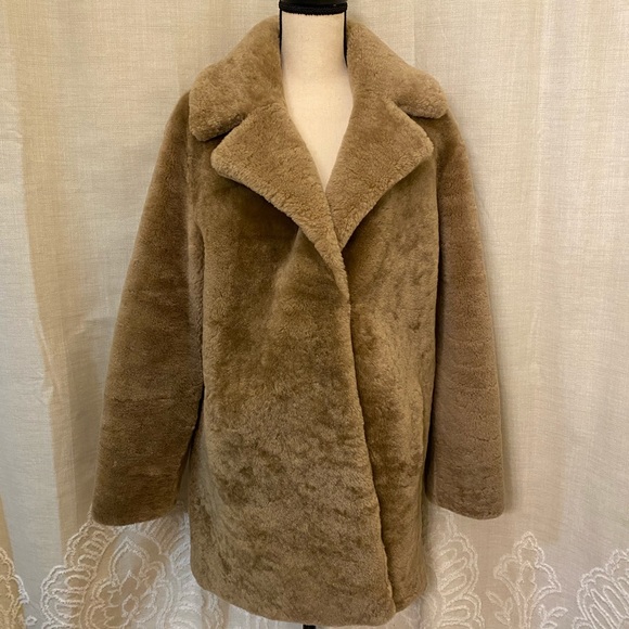 Yves Salomon lamb shearling fur brown teddy coat - Picture 4 of 10